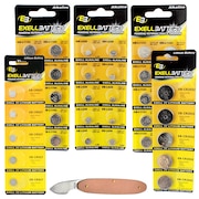 Exell Battery 41pc Essential Batteries Kit L1131 L1154 L626 CR2032 CR927 & Watch Opener EB-KIT-115